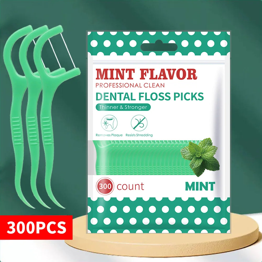 50/150/300/600PCS ultra-fine mint dental floss sticks paired with mini compact dental floss boxes are essential for travel