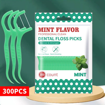50/150/300/600PCS ultra-fine mint dental floss sticks paired with mini compact dental floss boxes are essential for travel