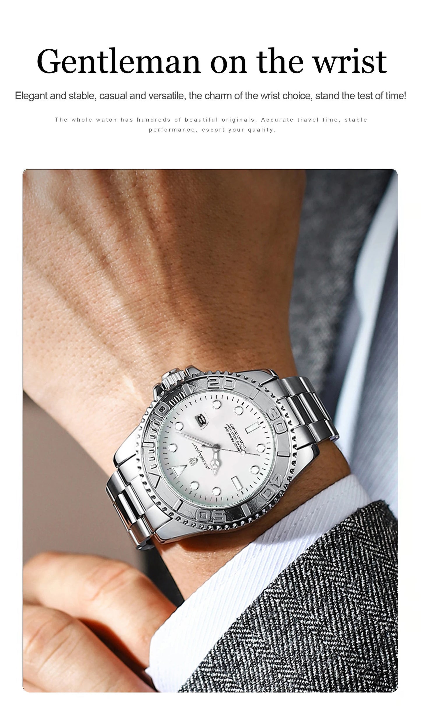 POEDAGAR Casual Fashion Man Wristwatch Waterproof Luminous Date Exquisite Men Watch Stainless Steel Classic Men's Quartz Watches