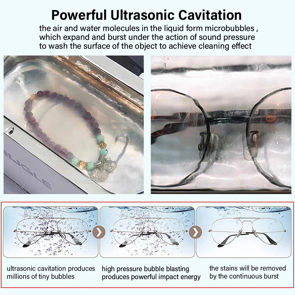 Ultrasonic Cleaner Ultrasound Glasses Jewelry Cleanser High Frequency Ultrasound Washing Machine for Glasses Jewelry Dentures