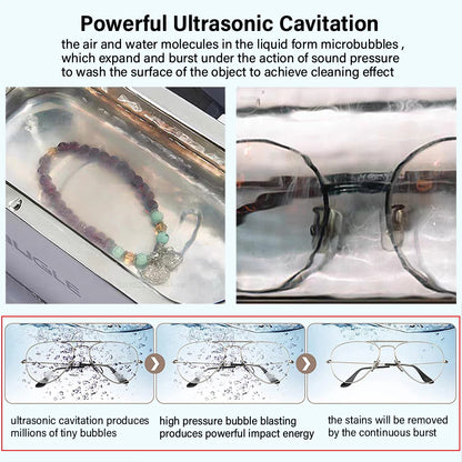 Ultrasonic Cleaner Ultrasound Glasses Jewelry Cleanser High Frequency Ultrasound Washing Machine for Glasses Jewelry Dentures