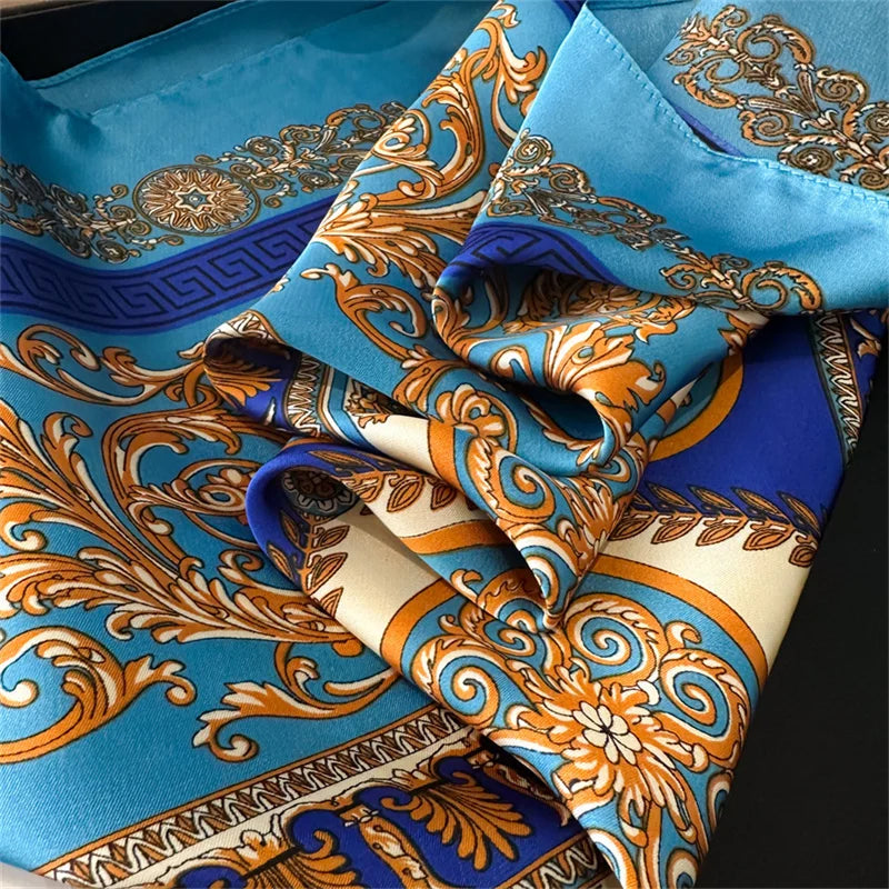 2025 New Fashion Luxury Printed Square Shawl Women 70x70cm Pashmina Silk Scarf Neck Headband Bandana