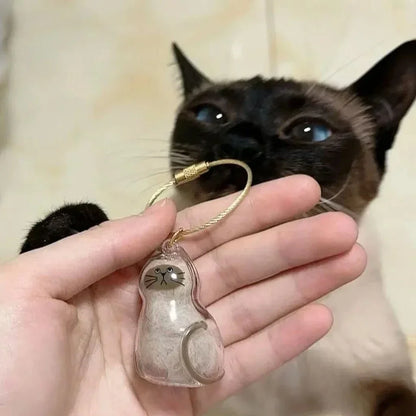 Transparent Cute Cat Keepsake Keychain Lovely Dog/Cat Shape Pet Hair Memorial Bottle With Key Ring for Pet Lovers DIY Souvenirs