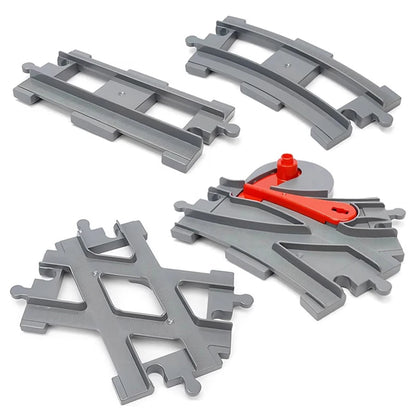Big Size Building Block Bricks Train Tracks Crossover Parts Switch Straight Curved Duploes Accessories DIY Toy For Children Gift