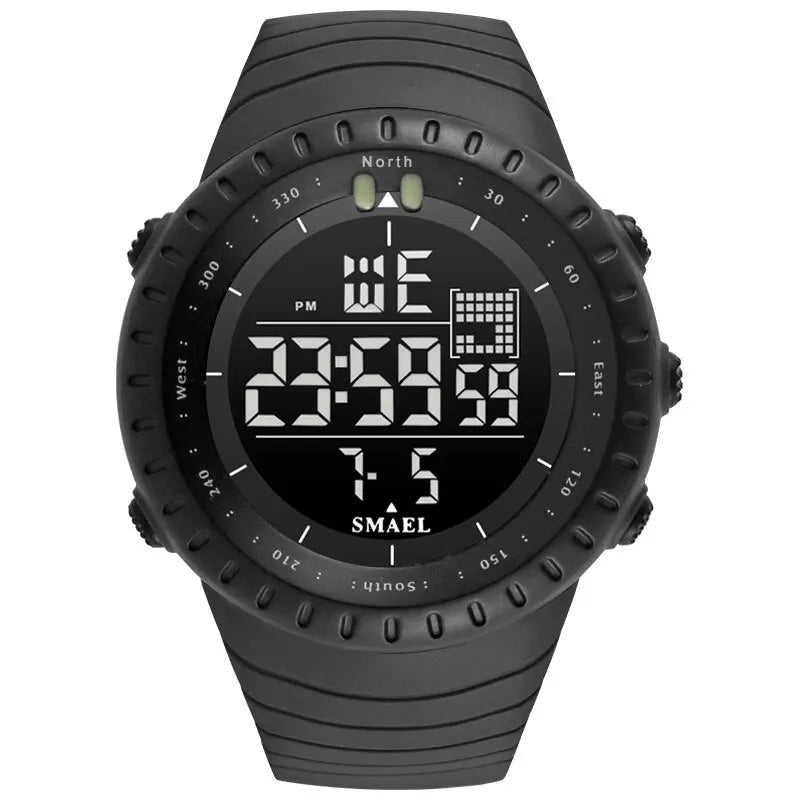 SMAEL Brand Men Electronics Watch Outdoor Sports Waterproof Big Dial Digital LED Alarm Digital-watch 1237 Sport Watch