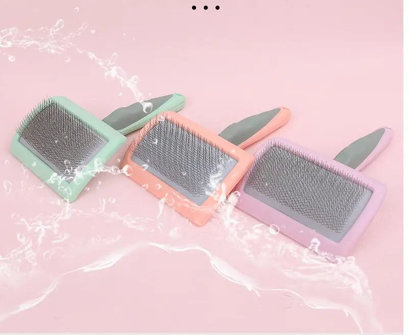 Dog Brush Stainless Steel Dogs Combs Massage Dog Grooming Brush Pet Hair Remover Cleaning Tools Soft Handle Cat Comb Brush Cat