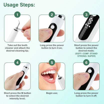 Intelligent Ultrasonic Dental Scaler Teeth Tartar Remover 5 Modes Electric LED Teeth Cleaner Tooth Stone Calculus Plaque Removal