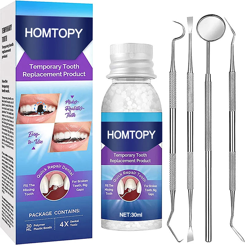 Moldable Teeth Repair Kit Temporary Dental Replacement Kit Thermal Beads For Filling Fix The Missing And Broken Tooth Artificial
