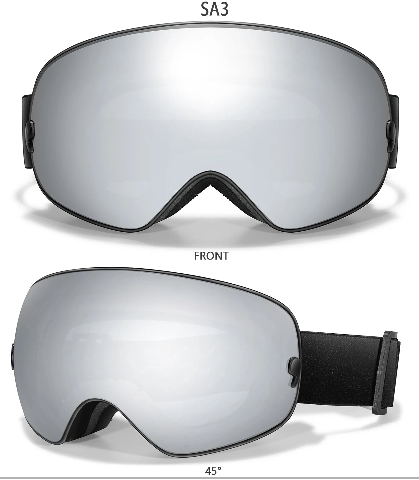 Winter Outdoor SKI Goggles Men And Women Teen, Free Optical Frame and Bag, UV400 Anti-Fog Snowboard Eyewear, Charistmas Gifts
