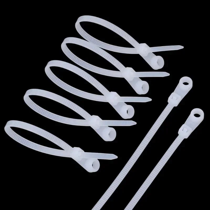 500/100PCS Screw Hole Cable Ties Reusable Fixed Nylon Cable Ties Self-locking Cord Ties Straps Fastening Loop Office Organizer