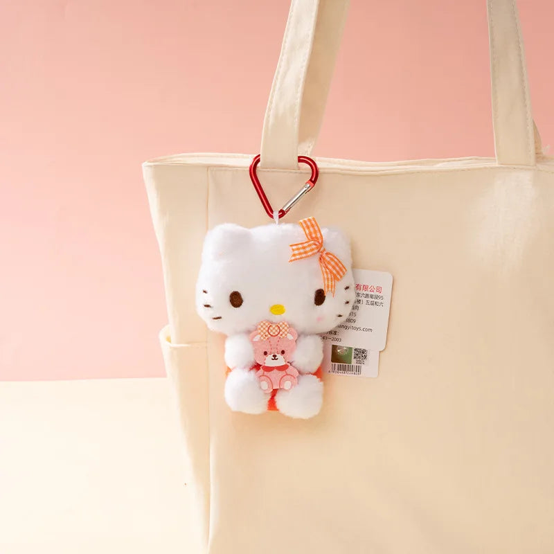 Genuine Sanrio Hello Kitty Kuromi Melody Pachacoo Cinnamoroll Stuffed Toy Pendant Cute Plush Toys Keyring Keychain Birthday Gift
