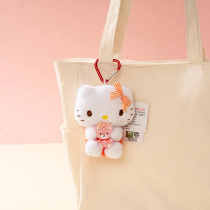 Genuine Sanrio Hello Kitty Kuromi Melody Pachacoo Cinnamoroll Stuffed Toy Pendant Cute Plush Toys Keyring Keychain Birthday Gift