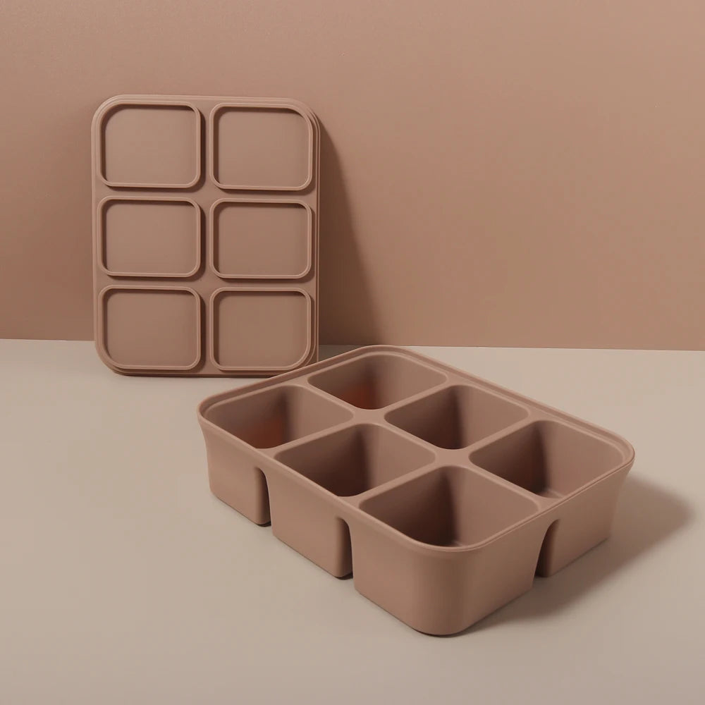 Baby Ice Cube Tray Silicone with Lids Flexible Ice Molds for Beverages,Baby Food Storage Mould, BPA-free