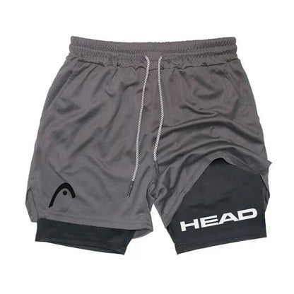 Anime Berserk Head Running Shorts Men Fitness Gym Training 2 in 1 Sports Quick Dry Workout Jogging Double Deck Summer