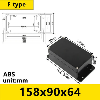 Black Outdoor Waterproof Enclosure Plastic Box Electronic Project Instrument Case Electrical Project Box Junction Box Housing