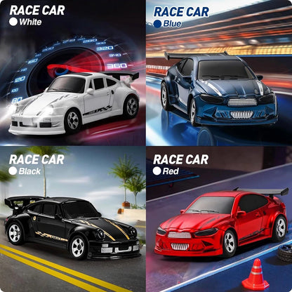 4WD Remote Control Desktop Car for Adults Kids 1/64 or 1/43 Mini Drift Racing High Speed RC Car with LED Lights Hobby Gift