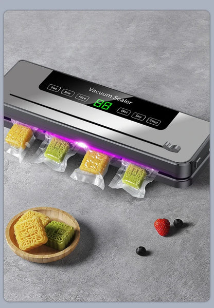 Electric Vacuum Sealer Food Storage Seal Touch Button Dry/Wet Built-in Cutter Kitchen Food Sealing Vacuum Packaging Machine