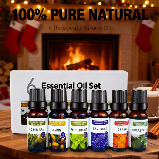 2026 Christmas Pure Lemon Sweet Orange Eucalyptus Lavender Peppermint Rosemary 6Pcs/Set Massage Aromatic Essential Oil Set Gift