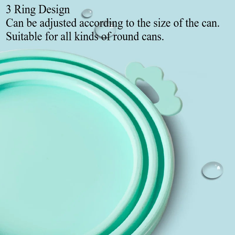 Pet Can Lid Fresh Silicone Cat and Dog Can Seal Lid Universal Adjustable Seal Lid + Spoon Food Storage Tool