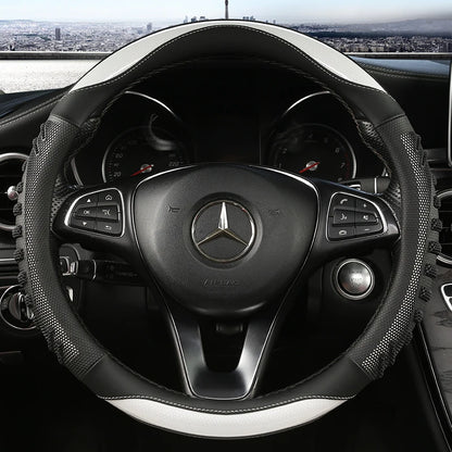 Three-dimensional Honeycomb Steering Wheel Cover  Durable Leather Cover with Anti-slip Linning Universal 14.5-15in