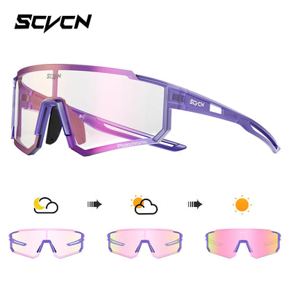 SCVCN Photochromic Sunglasses Cycling Glasses Outdoor Cycling Road Mountain Bike Glasses Men and Women Casual Hiking Windproof