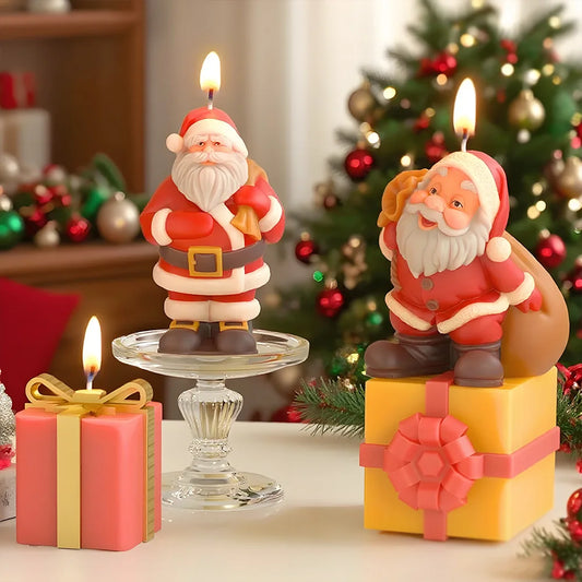 Christmas Santa Claus Silicone Candle Molds Aromatherapy Gypsum Soap Baking Mould Festival Ornament Decor Xmas Gifts Making Mold