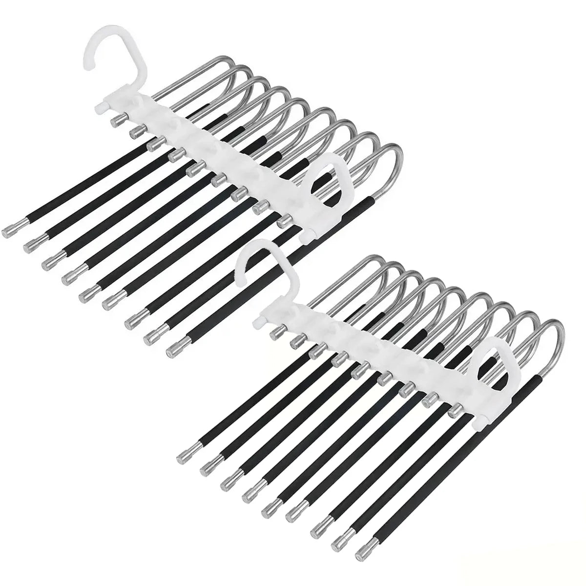 Upgrade 9 Layers Pants Hangers Space Saving, Jeans Hangers Non Slip Stainless Steel Multifunctional Rack S-Type Closet Organizer