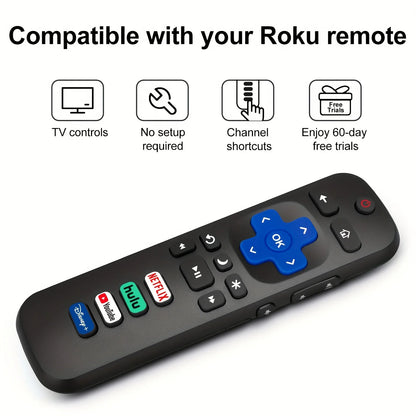 2 remote controls compatible with TCL Roku/Hisense Roku/Onn Roku/Philips Roku smart TV (not applicable to RokuStick and box)
