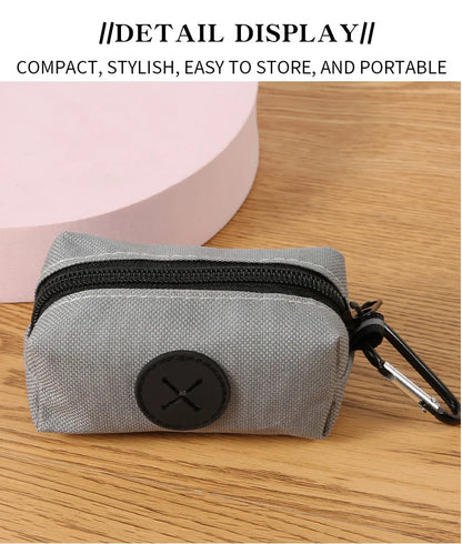 Canvas Dog Poop Bag Holder, Outdoor Pet Waste Bag Dispenser with Carabiner Clip, Animal Waste Collection Pouch