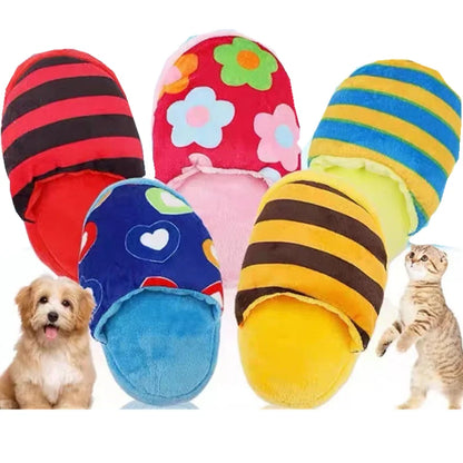 Pet Toys Squeaker Plush Slipper Shaped Puppy Dog Sound Chew Play Toys for Dog Cats Funny Dog Products Outdoor Training Toy