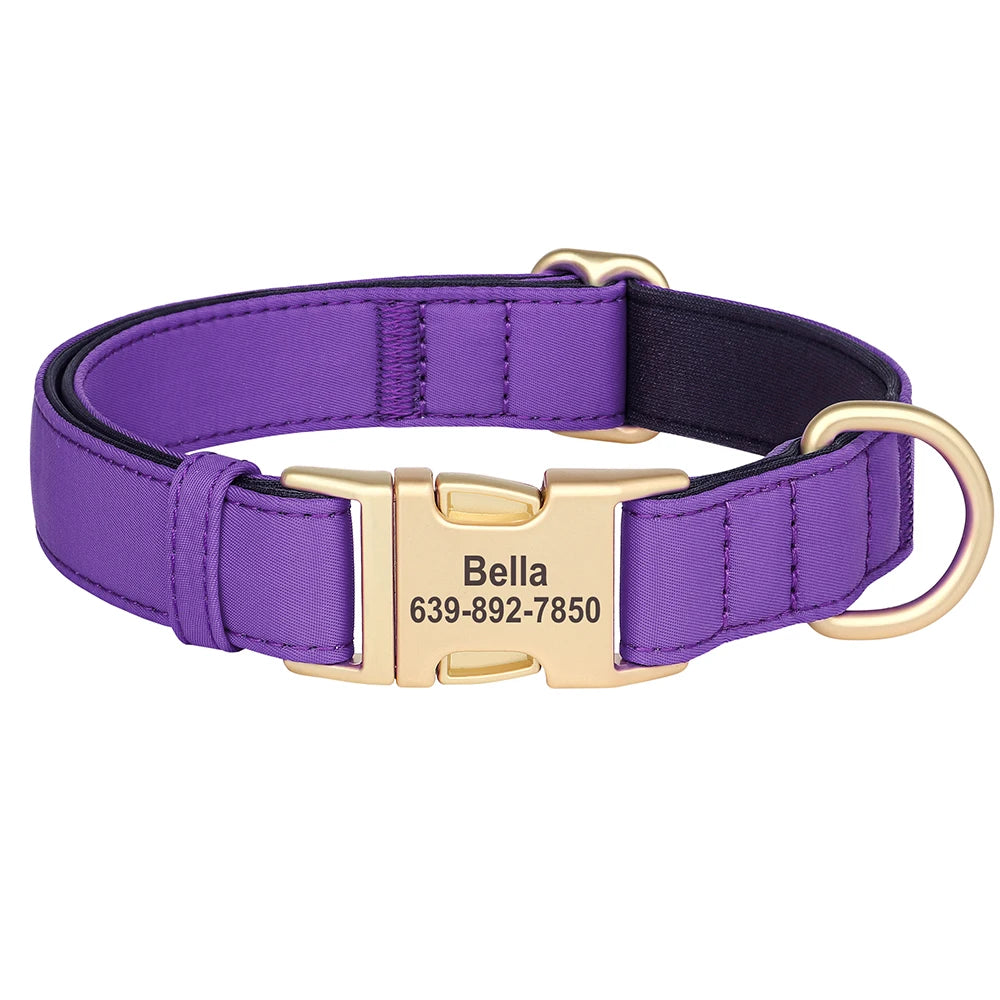 Personalized Dog Collar Waterproof Nylon Dog Collars Soft Padded Pet Necklace Free Engraved for Small Medium Large Dogs Pitbull