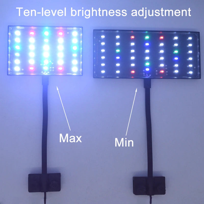 USB Aquarium LED Light Full Spectrum Aquatic Plant Grow Lamp Fish Tank Adjustable Brightness Dimmable Timed 360° Rotatable Light