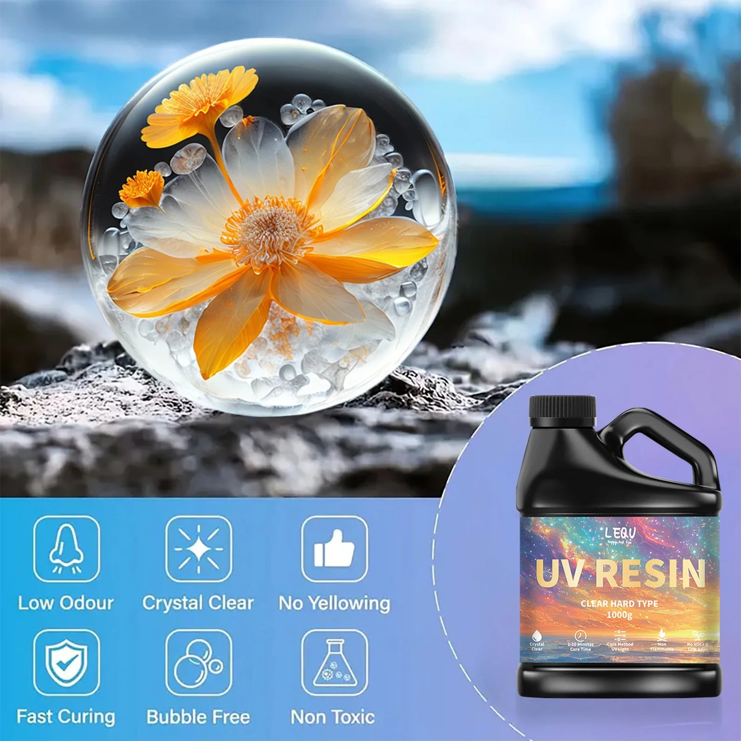 500g/1000g UV Epoxy Resin Glue High Clarity Fast Drying Adhesive High Hardness DIY Supplies For Resin Glue Jewelry Making