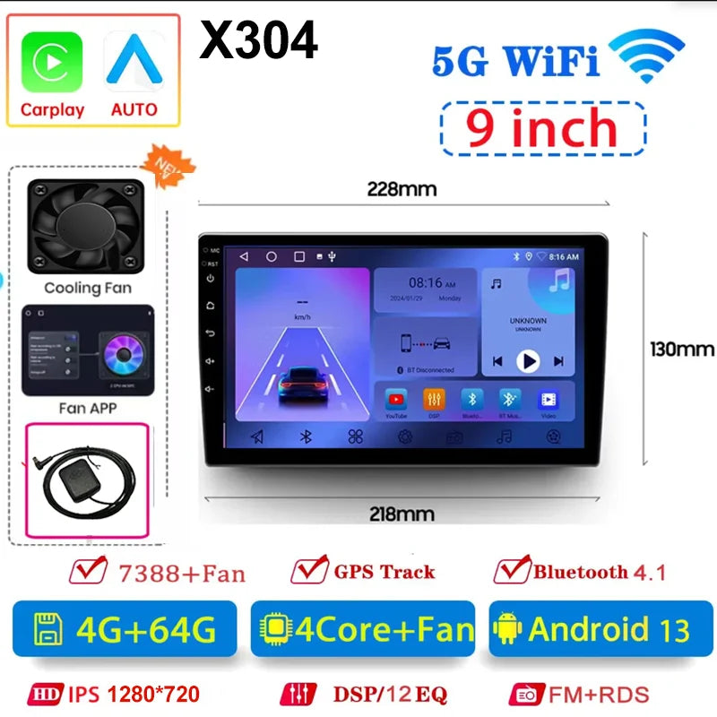 7 9 10"2 Din Car Audio Android 13 Android auto Wireless Carplay 64G Automotive Multimedia Player BT GPS Car intelligent Systems