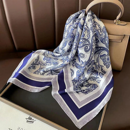 68cm Red Cashew Print Scarf Women's New Model Emulated Silk Plant Print Scarfs Fashion Versatile Clothes Bag Accessories Scarf