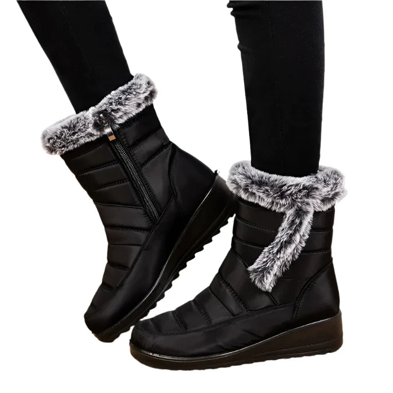 Waterproof Women's Winter Snow Boots 2024 – Warm Faux Fur Ankle Boots, Thick Plush, Non-Slip Cotton Boots for Women