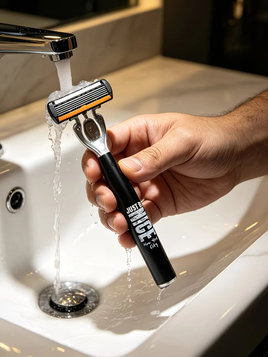 Men's Manual Safety Razor Set, featuring 6-layer stainless steel blades and an aloe vera lubricating strip | perfect as a gift.
