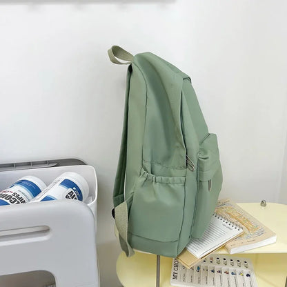 Lightweight Solid Color Backpack for High School Students Multifunctional Casual Bag School Travel Daily Use Simple Design
