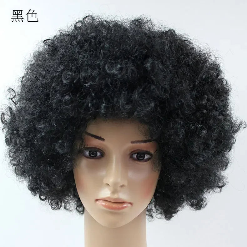 Afro Curly Clown Wigs Funny Cheerleading Wig Clown Props Football Fans Wavy Synthetic Wigs for Performance Halloween Cosplay