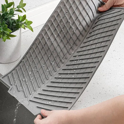 S/M/LSilicone Draining Board Mat Drying Pad Folding Heat  Machine Mat with Raised Edges Countertop Mats Dish for Kitchen Pot Cup