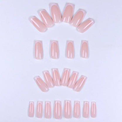 24pcs/set short square fake nails for women cute bride heart white french tips faux ongles y2k press on false nail supplies