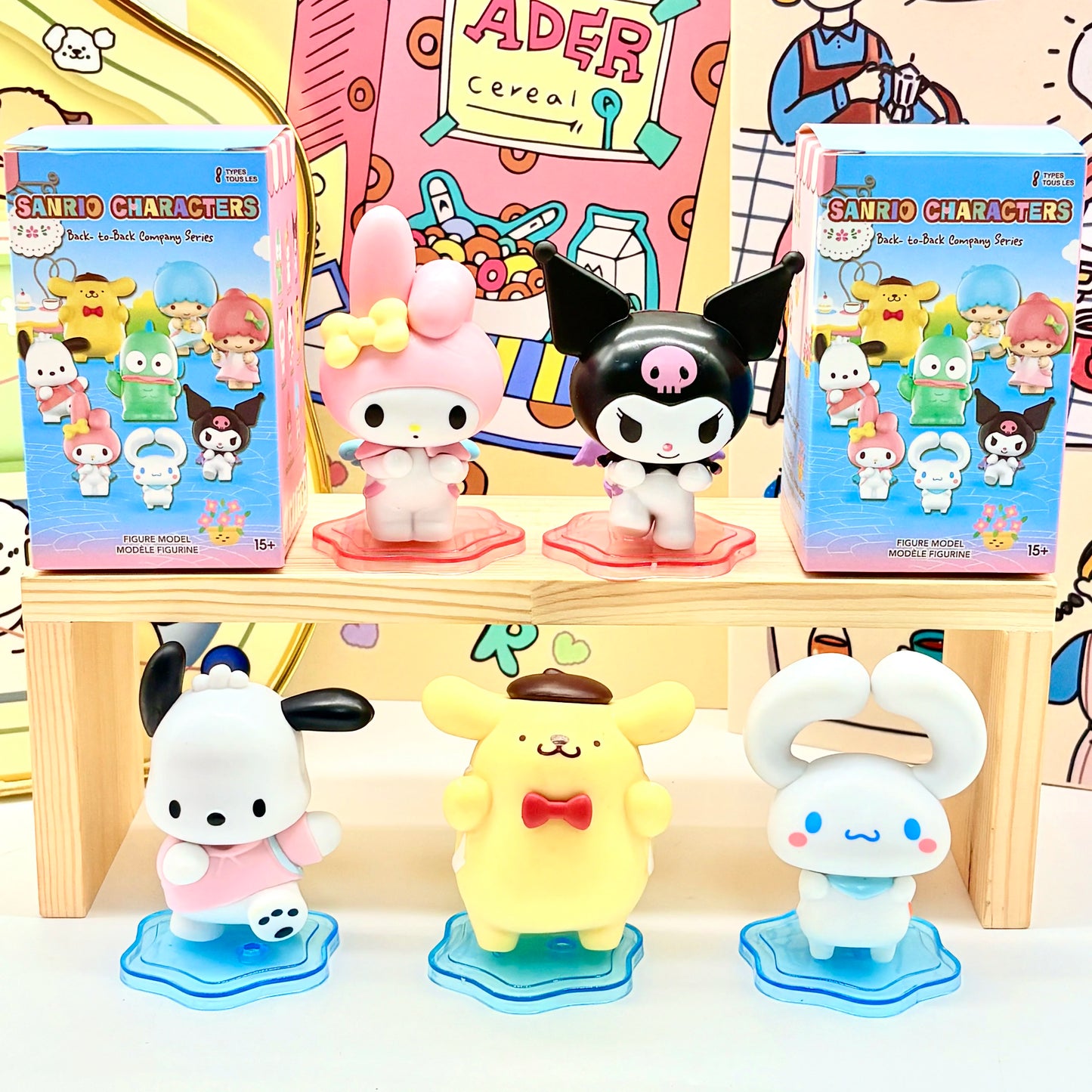 Sanrio Kuromi My melody Hangyodon Cinnamoroll Pompom Purin anime blind box figurine desktop cute ornament gift decoration kawaii