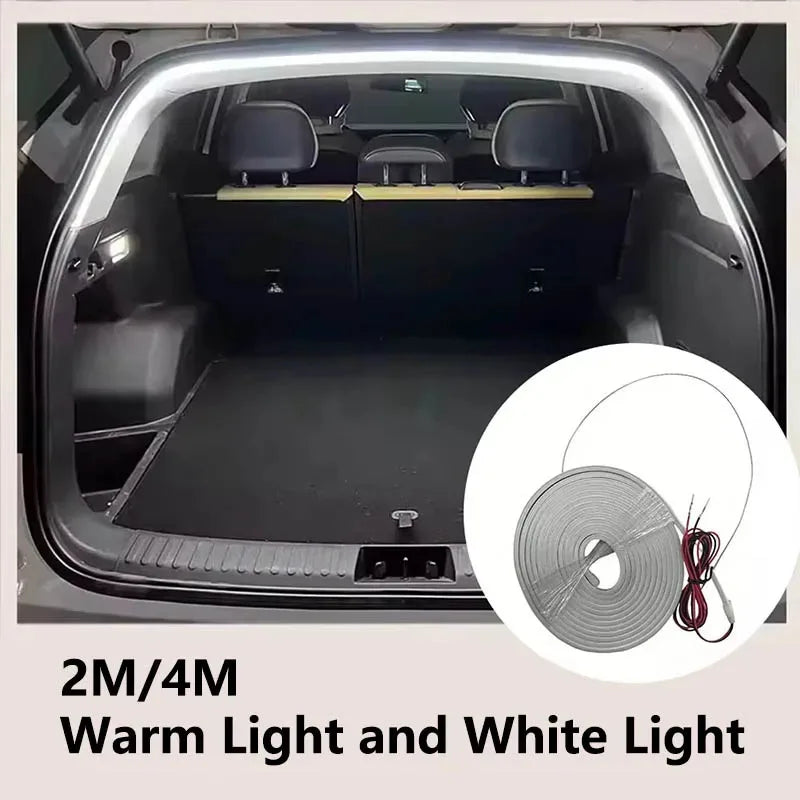 Car High Brightness Trunk Lighting Ambient Light Interior Decoration LED Wiring Free Automatic Sensing Tailgate 2/4M Light Strip