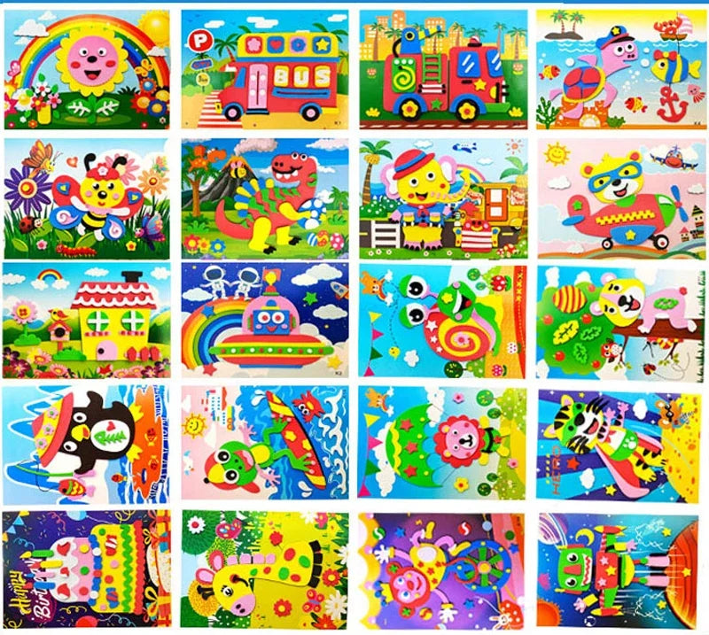 10/20pcs/lot 3D EVA Foam Sticker DIY Cartoon Animal Puzzle for Children Kids Multi-patterns Styles Toys for Children Gift