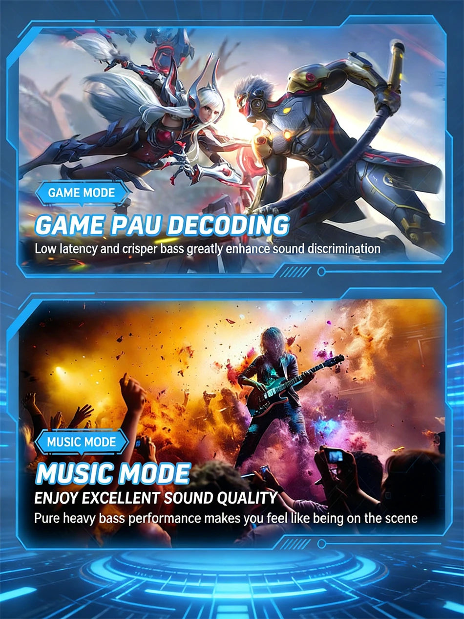 2026 New HOT Earphone Bluetooth 5.3 Headphones with Mic 9D Stereo Pro 6 Earbuds Dual Modes Music Game Wireless Headset Choice