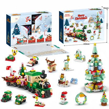 Knew Built Christmas Gift Building Blocks Toys - Fun Blind Box Game Santa Christmas Tree Train Reindeer Shoes - Perfect for Kids