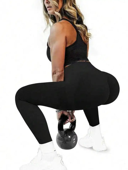 Women's tight yoga seamless pants, solid color multi-color optional, high waist belly-closing exercise running Capri yoga pants,