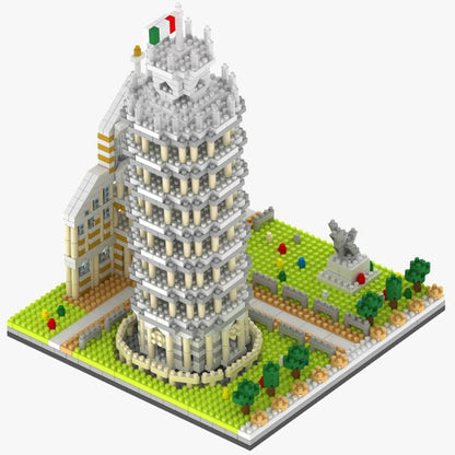 KNEW BUILT The Leaning Tower of Pisa Euro Constrution Micro Mini Building Blocks for Adult Child Toys Set Roma Colosseum Bricks