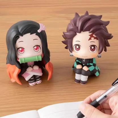 Anime Demon Slayer Figure Kamado Nezuko Kamado Tanjirou Kawaii Q version Action Figural PVC Model Toys Gift