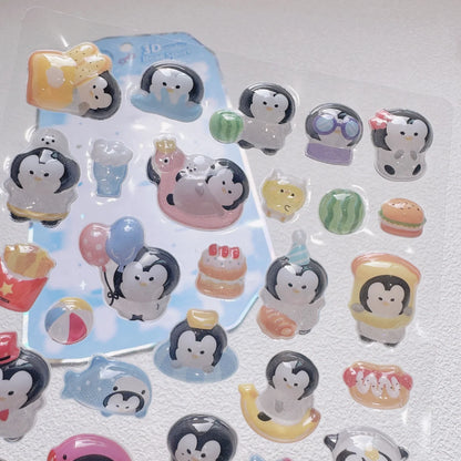 NEKONI Cute Animals Seal Bear Penguin 3D Stickers Scrapbooking DIY Journaling Stationery Diary Cute Stickers School Supply
